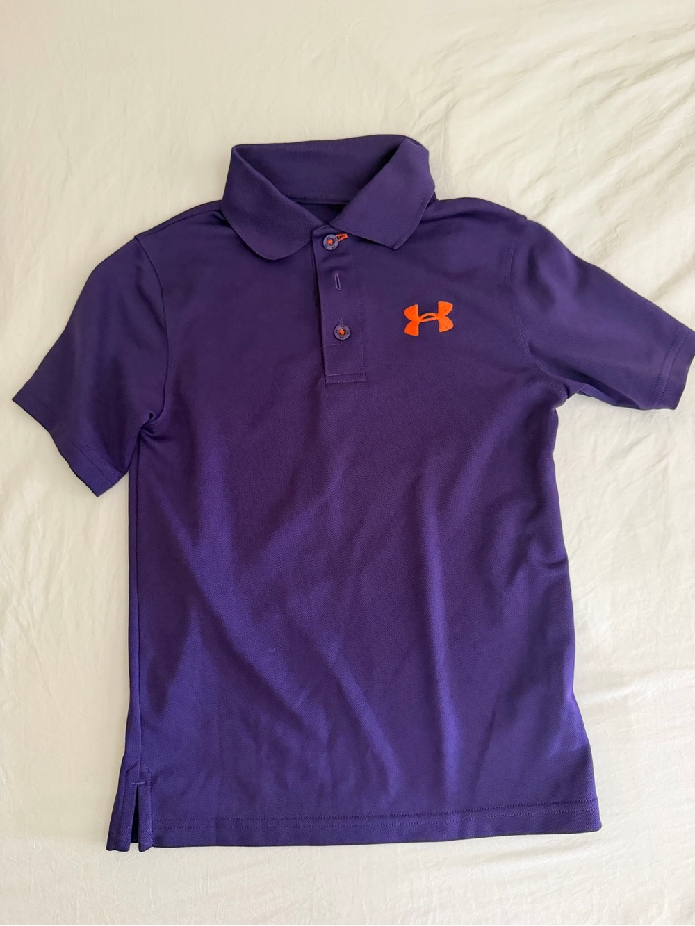 Under Armour Kids Purple Polo with Orange Logo Accent